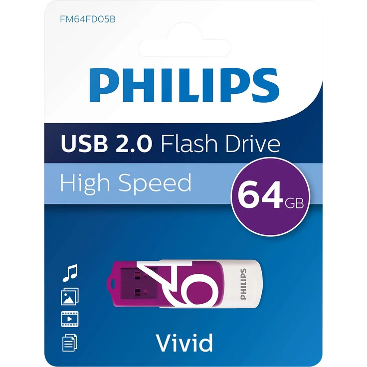 Philips Vivid USB 2.0 Speicherstick 64 GB Design-USB-Stick, farblich sortiert – Bild 2