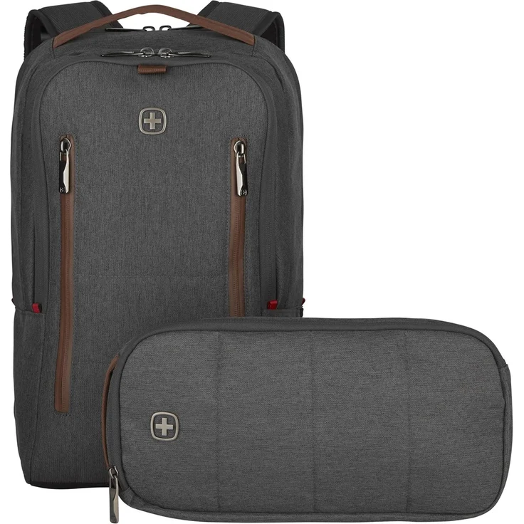 Wenger CityUpgrade Laptoprucksack - mit Umhängetasche 16'' Laptopfach 12'' Tabletfach wasserfeste Außentasche - Grau – Bild 7