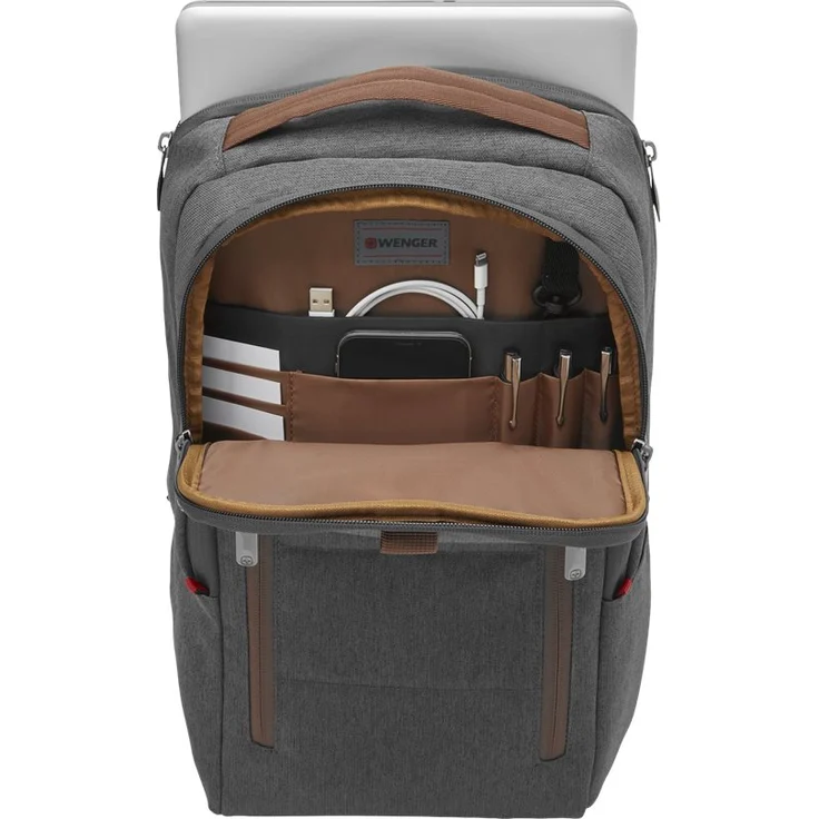 Wenger CityUpgrade Laptoprucksack - mit Umhängetasche 16'' Laptopfach 12'' Tabletfach wasserfeste Außentasche - Grau – Bild 4