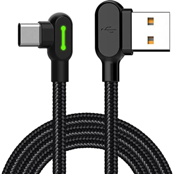 Mcdodo LED 90° Winkel Typ C zu USB Nylon geflochten für Android Handys, schwarz – Bild 2