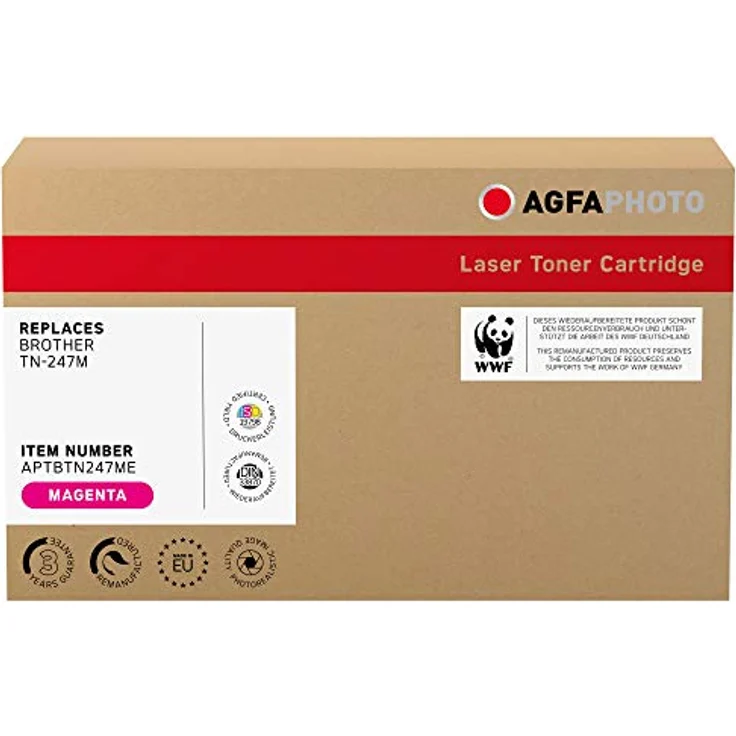 AgfaPhoto Laser Toner TN-247M, 2300 Seiten, Magenta-rot, für Brother HL-L3210, wiederaufbereitet – Bild 1