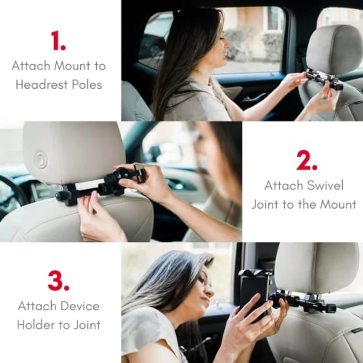 Macally KFZ-Kopfstützenhalterung für iPad Pro/Air/Mini, Tablets, Nintendo Switch schwarz – Bild 6