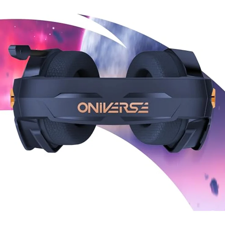 Oniverse Nebula Gaming-Headset PS5 PS4 Switch 2 Xbox PC Mac, 50 mm Lautsprecher, verstellbares Mikrofon, LED, atmungsaktive Stoffpolster, kabelgebunden, Blau – Bild 3