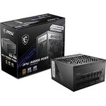 MSI MPG A1000G PCIE5 Netzteil EU Stecker, 1000W, 80 Plus Gold Zertifiziert, vollmodulares ATX 3.0, unterstützt PCIe 5.0 GPU, japanische 105°C Kondensatoren, 0% RPM Modus, Flachkabel