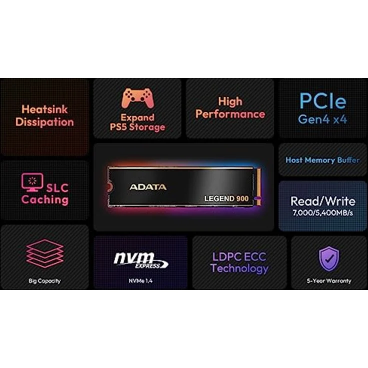 Adata Legend 900 (1000 GB, M.2 2280), PCIe Gen4 SSD, hohe Leistung, silber – Bild 8