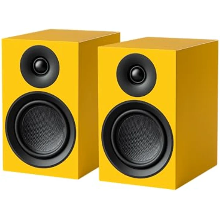 Pro-Ject Speaker Box 5 E Carbon, Referenz-Regallautsprecher mit 2-Wege-Bassreflexprinzip, 5-Zoll-Carbon-Bass/Mitteltöner, robustes MDF-Gehäuse, gelb – Bild 1