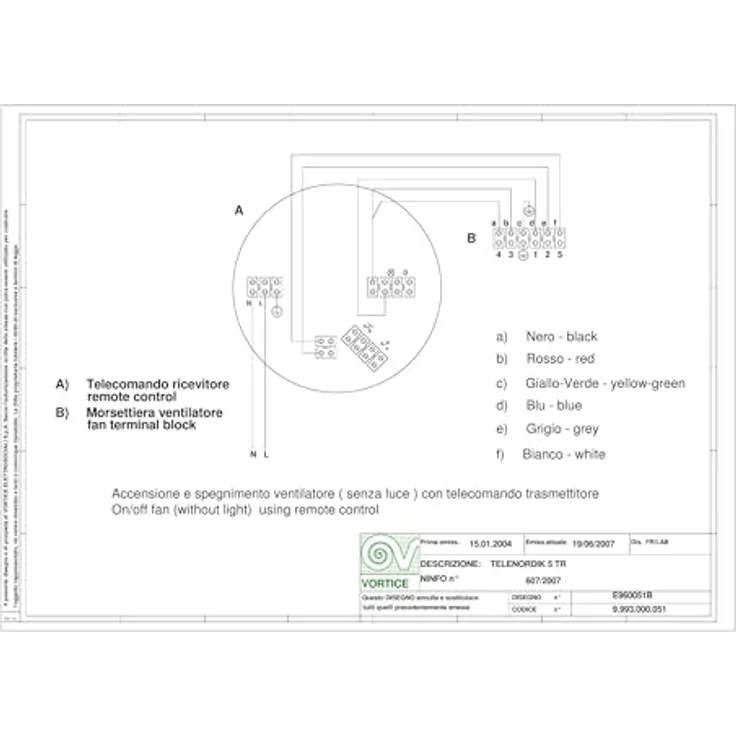 Vortice IR Fernbedienung Telenordik 5TR für Deckenventilator Nordik Evolution, Markenkompatibilität: Vortice, Maximale Reichweite: 13 m, Farbe: Schwarz – Bild 2