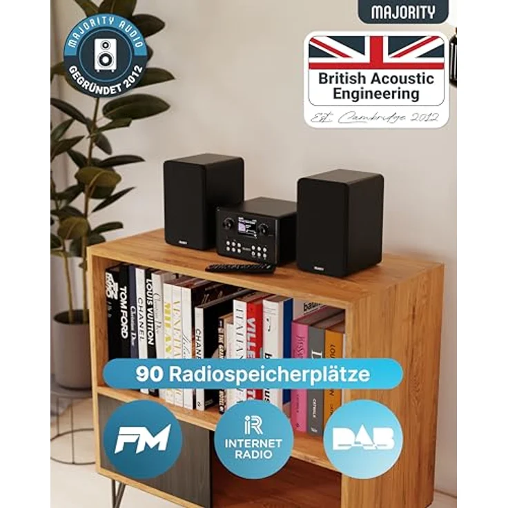 MAJORITY Homerton HiFi, Internetradio WLAN Stereoanlage mit DAB+ & UKW, CD Player und Bluetooth 5.3, inklusive Regallautsprechern und Spotify Connect, kompakte Musikanlage in elegantem Design – Bild 2