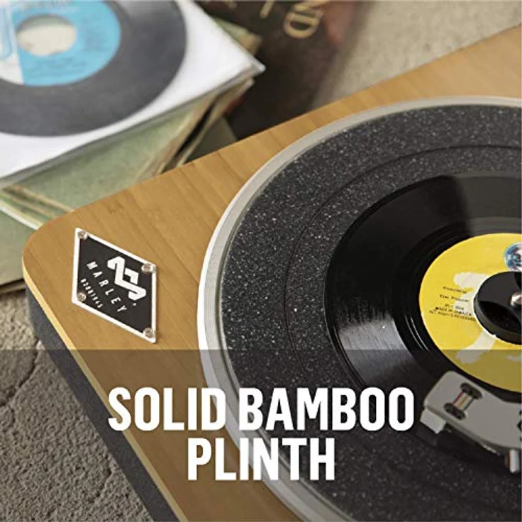 House of Marley Stir It Up Wireless Turntable Plattenspieler, Nachhaltig gefertigter Bambus Record player, Bluetooth, recycelter Rewind Stoff, USB zu PC-MAC Aufnahme, Staubschutz, bambus-schwarz – Bild 5