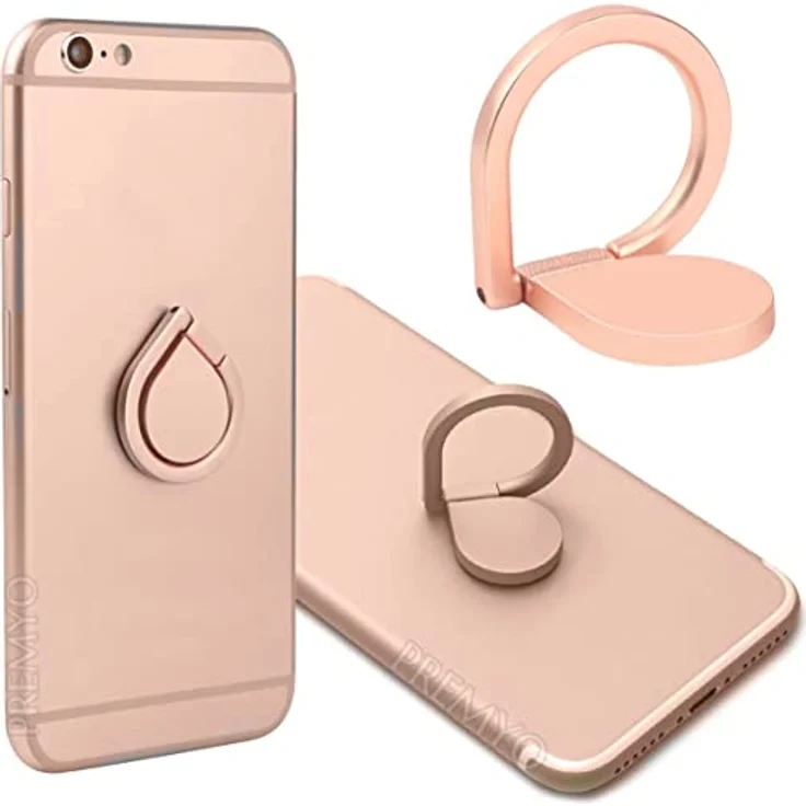 PREMYO Handy Fingerhalter mit 360° Drehfunktion in Roségold. Handy Ring für eine komfortable Einhandbedienung. Handy Halterung Finger für alle iPhone und Samsung Modelle – Bild 2