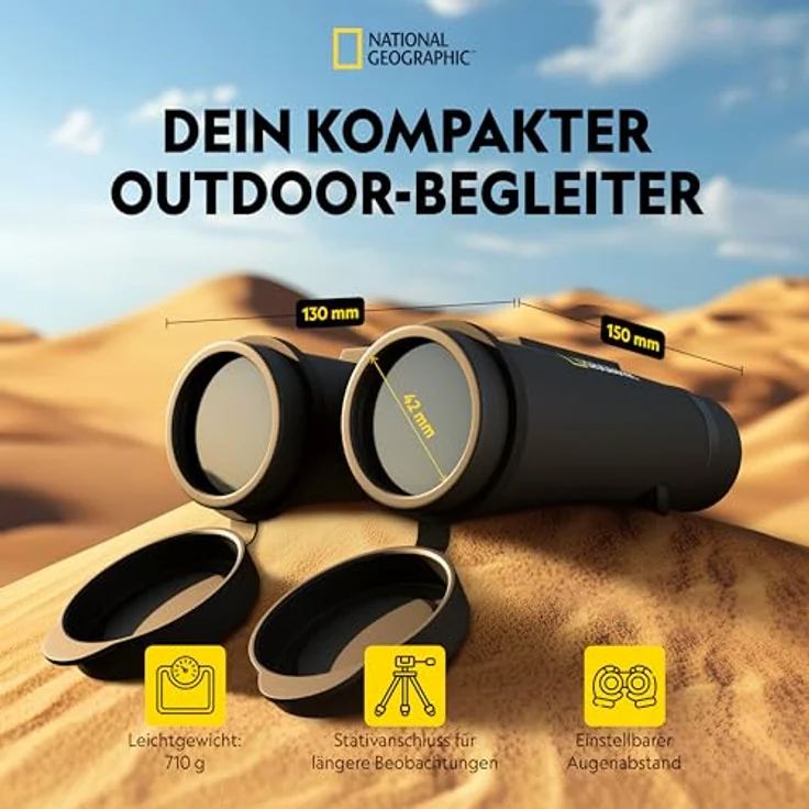 National Geographic Fernglas 10x42 Dachkant, Schwarz, mit 10-facher Vergrößerung und hochwertigen Glaselementen, stabiler Trageriemen und Tasche – Bild 6