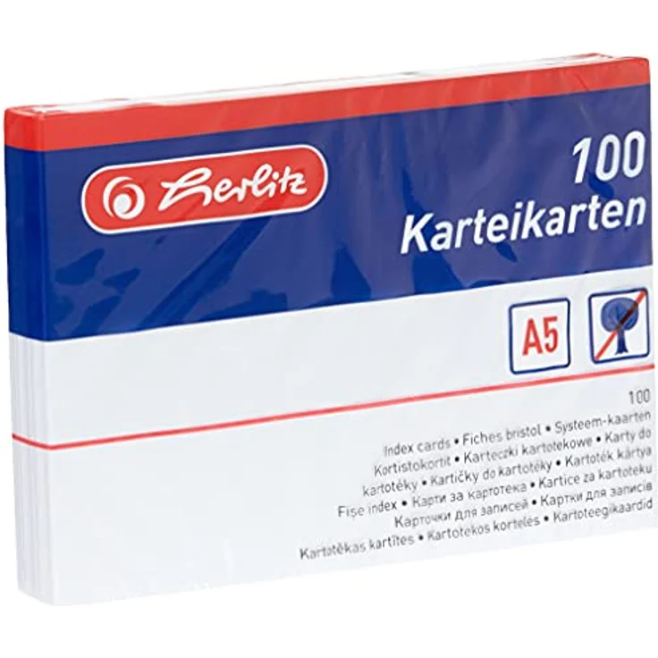 Karteikarten A5 Herlitz 10621308 blanko weiß – Bild 2