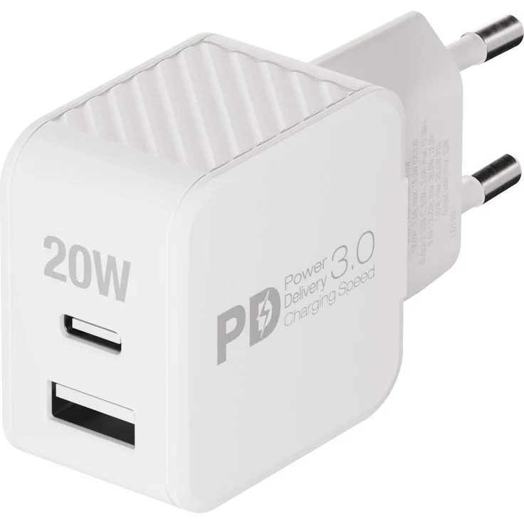 VIVANCO 20W USB PD Dual Schnellladegerät mit GaN Technologie, weiß