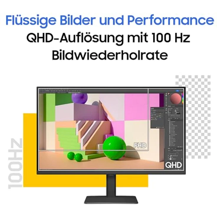 Samsung ViewFinity S60UD Monitor 27 Zoll, QHD/WQHD, 100 Hz, HDR10, USB-C (90 W), Daisy Chain, Integrierter KVM-Switch, LS27D600UAUXEN – Bild 5