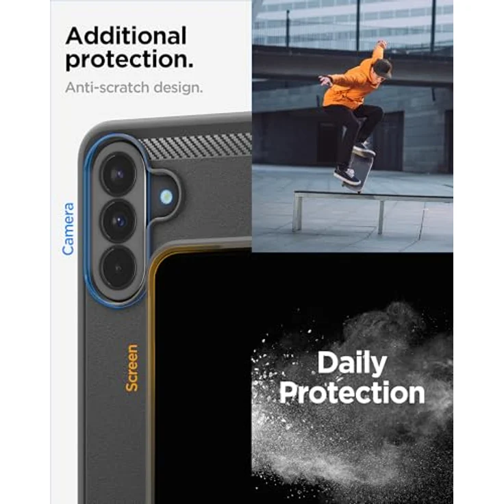 Spigen Samsung Galaxy A37 5G Hülle Rugged Armor [Fallschutz in Militärqualität, Eckschutz mit Air Cushion Technologie] - Matte Black – Bild 4