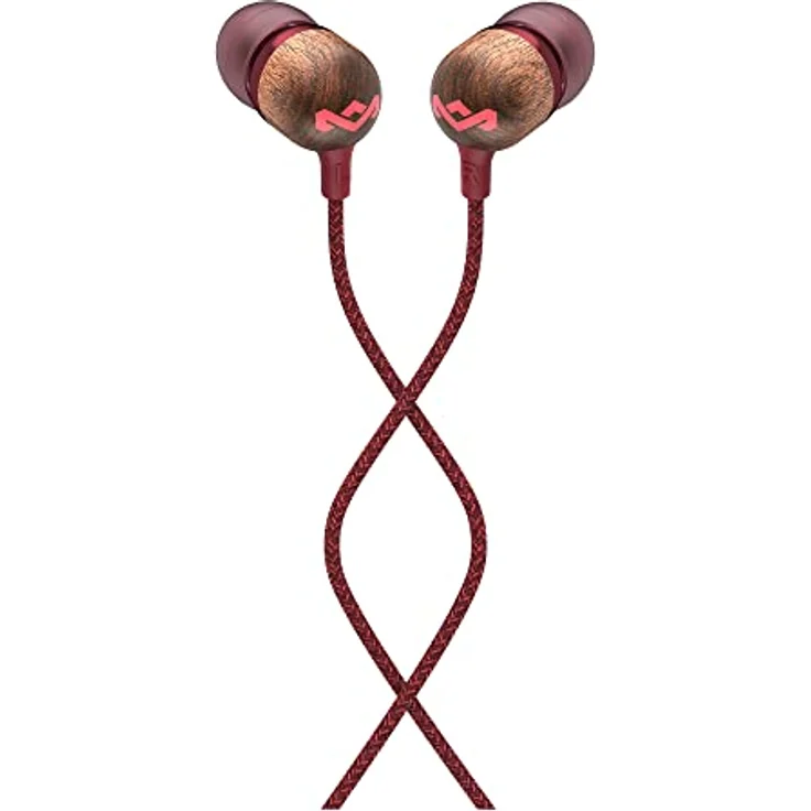 House of Marley Smile Jamaica In-Ear Kopfhörer - 1-Knopf Steuerung, Geräuschisolierung, 9.2mm Treiber, Mikrofon, Gelaufsätze in 2 verschiedenen Größen, verwicklungsfreies Kabel - 31659 rot – Bild 2
