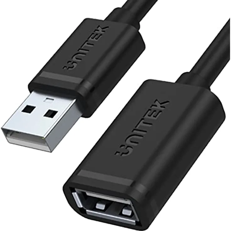 UNITEK Kabel USB 2.0 A Stecker auf USB A Buchse / 1 Meter Verlängerungskabel, Schwarz / Hohe Datenübertragungsgeschwindigkeit und hochwertige Kupferdrähte / Y-C428GBK