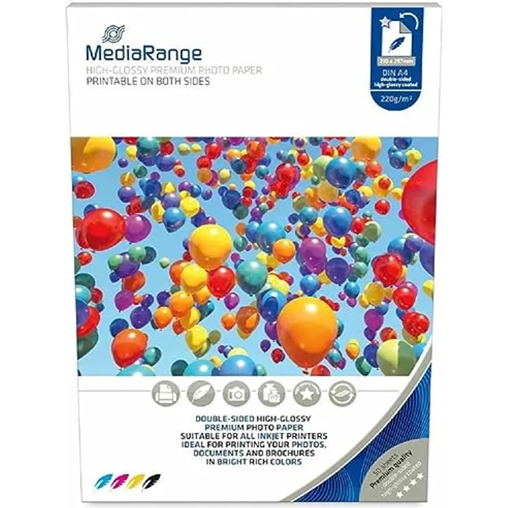 MediaRange Fotopapier hochglänzend 210x297mm 220g 50 Blatt
