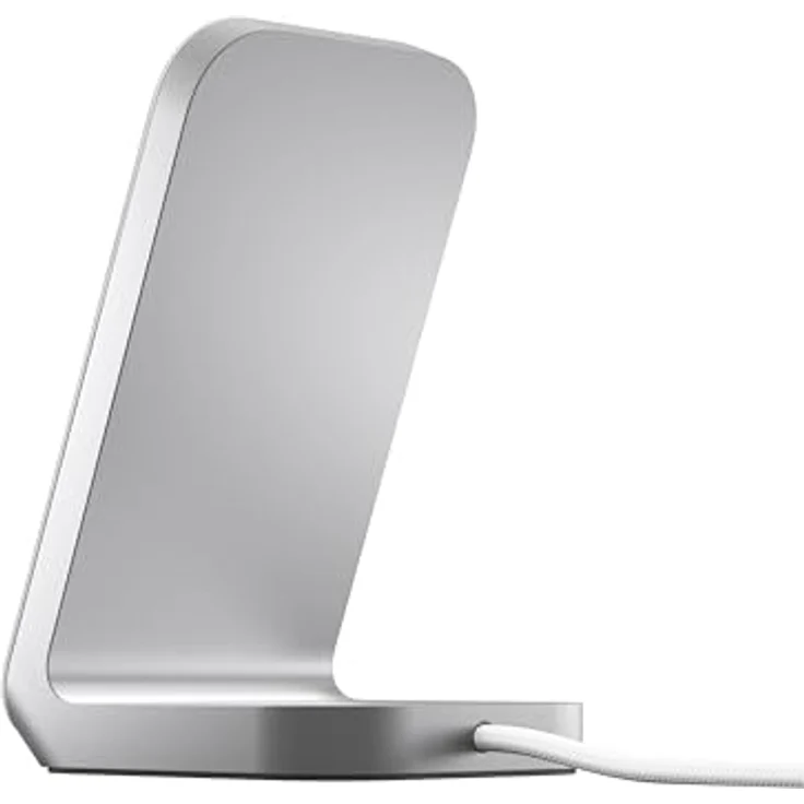 Nomad Stand One V4, 2-in-1 MagSafe Qi2.2 Ladegerät mit 25 W für iPhone & AirPods, Silber – Bild 4