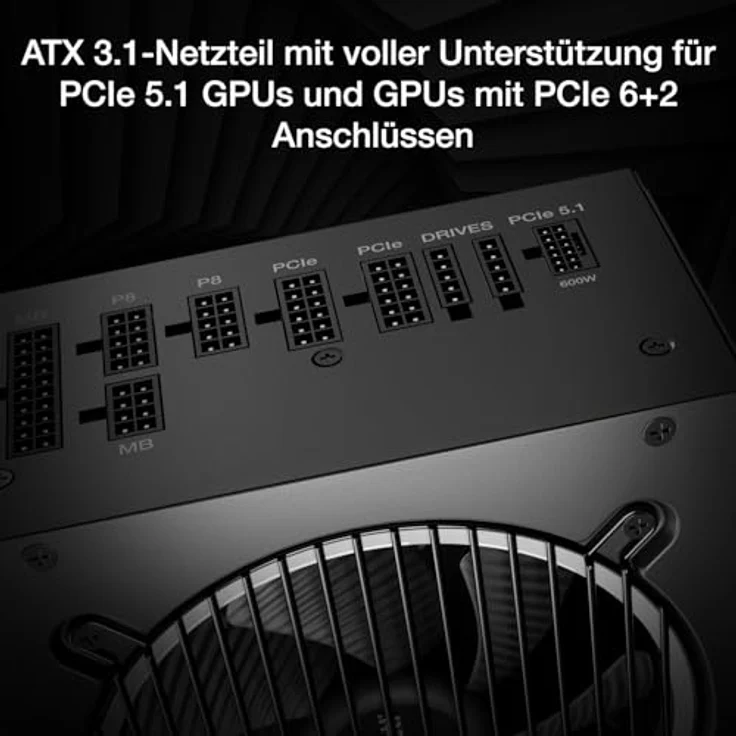 be quiet! Pure Power 13 M 850W Netzteil, 80 Plus® Gold, ATX 3.1 für PCIe 5.1 GPUs, 120mm Lüfter, semi-passiver Betrieb, LLC-Technologie, Single-Rail – Bild 3