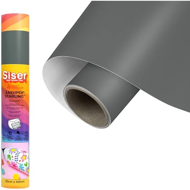 Siser EasyPSV® Starling selbstklebende Folie, Schnittbreite 30 cm, graphit, langlebig und spülmaschinenfest – Bild 1