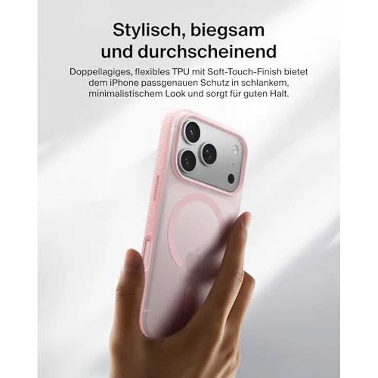 Belkin Grip Magn. Schutzhülle iPhone 17 Pro, Stoßschutz bis 2m, strukturierte Oberfläche, pink – Bild 7