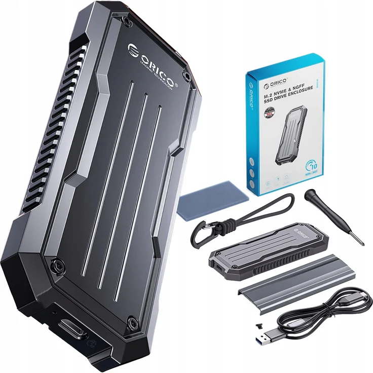 ORICO OXS2C3-G2 M.2 NVMe/SATA SSD Gehäuse, USB-C 3.2, 10 Gbps, graue Zinklegierung, effizientes Kühlsystem, tragbares Design