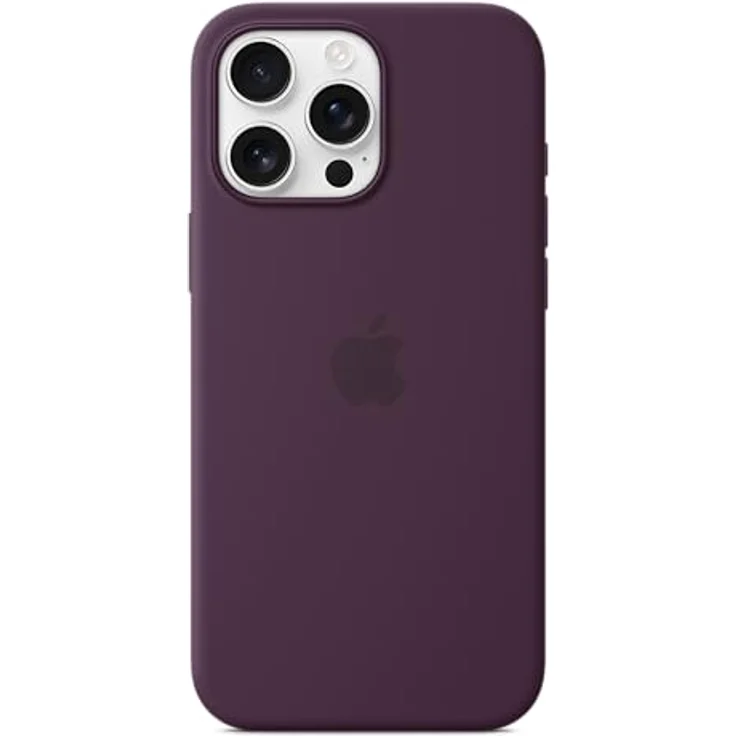 Apple iPhone 16 Pro Max Silikon Case mit MagSafe – Pflaume, recyceltes Silikon, Mikrofaserfutter, Saphir­kappe, magnetische Ausrichtung, kabelloses Laden – Bild 3