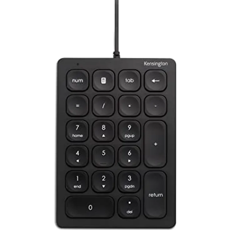 Kensington Ziffernblock mit Kabel, 21-Tasten-Nummernblock mit 4 Schnelltasten, Leise Scherentasten, Kompakte Numerische USB-A Tastatur, Für Windows, macOS & Chrome OS, Zusatztastatur, K79820WW