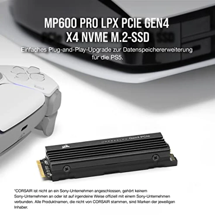 Corsair MP600 PRO LPX M.2 NVMe PCIe x4 Gen4 SSD, 1 TB, optimiert für PS5 Black, 1 Stück – Bild 2