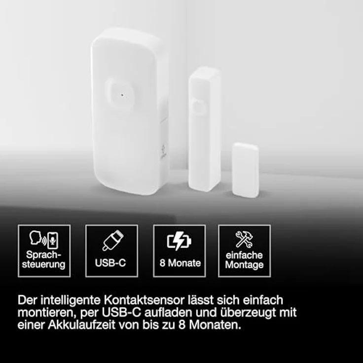 LEDVANCE SMART WIFI Kontaktsensor für Smart Home, kabellos, weiß, Steuerung via App, wiederaufladbarer Akku, USB-C Ladeanschluss – Bild 4