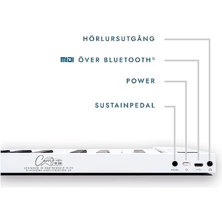 Blackstar BA215010 Handgepäck FP-88 Touch 88 Tasten Berührungsempfindlich Weiß Tragbar Faltbar Digital Piano USB MIDI Controller mit Wiederaufladbarer Batterie – Bild 3