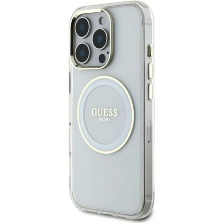 CG MOBILE Guess IML Metal Colored Circle Classic Logo Hülle, kompatibel mit MagSafe für iPhone 16 Pro Max, Weiß, Hartschalenkoffer aus TPU/PC – Bild 2