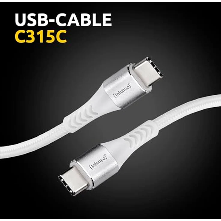 Intenso USB-Cable C315C, USB-C auf USB-C Daten- und Ladekabel, Power Delivery und Quick Charge mit bis zu 60 Watt, Nylon, 1.5 Meter, weiß – Bild 2