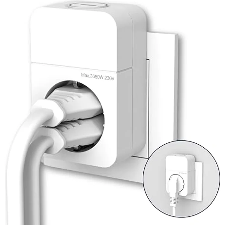 REV Steckdosenadapter COMBINI, Schaltbare Schutzkontaktsteckdose mit Kombi-Stecksystem, 1-fach, energiesparend, weiß