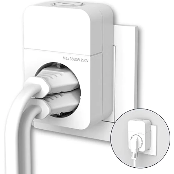 REV Steckdosenadapter COMBINI, Schaltbare Schutzkontaktsteckdose mit Kombi-Stecksystem, 1-fach, energiesparend, weiß – Bild 1