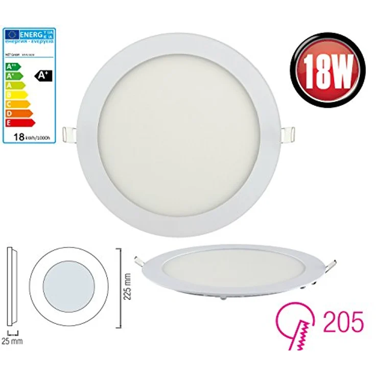 ENERGMiX 18 Watt Runder LED Panel Slim Flach Unterputz Einbauleuchte Rahmen weiss Rund Ø 225mm Warmweiss inkl. Trafo – Bild 2