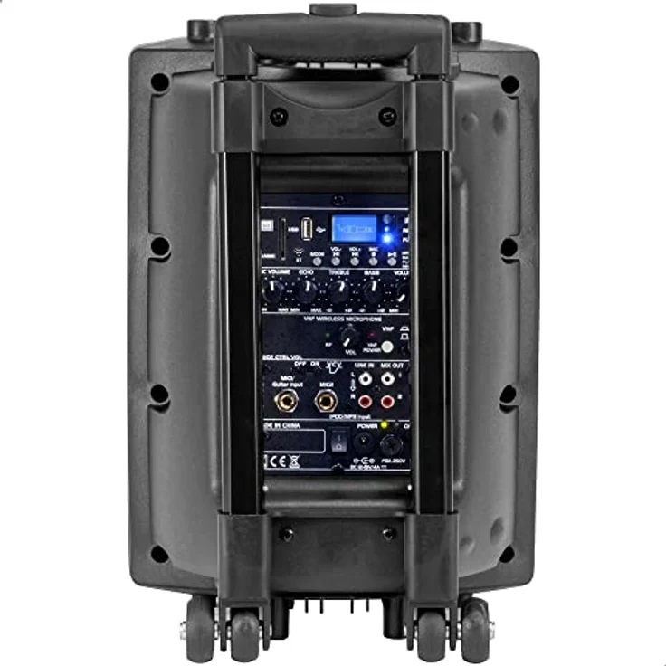 Ibiza Port8VHF-N DJ PA Karaoke Anlage mobile PA-Box Lautsprecherbox (Akku-Betrieb, Trolley, Mp3-fähige USB-SD-Slots, 400W, Fernbedienung, 2x Mikrofon) schwarz – Bild 2
