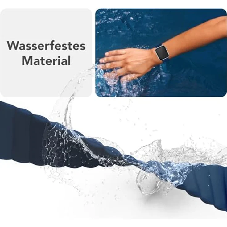 NALIA Core Magnet Armband für Apple Watch Series Ultra/SE/10/9/8/7/6/5/4/3/2/1, Atmungsaktives Silikon Loop mit Rillendesign, Marineblau, 42/44/45/46/49mm – Bild 5