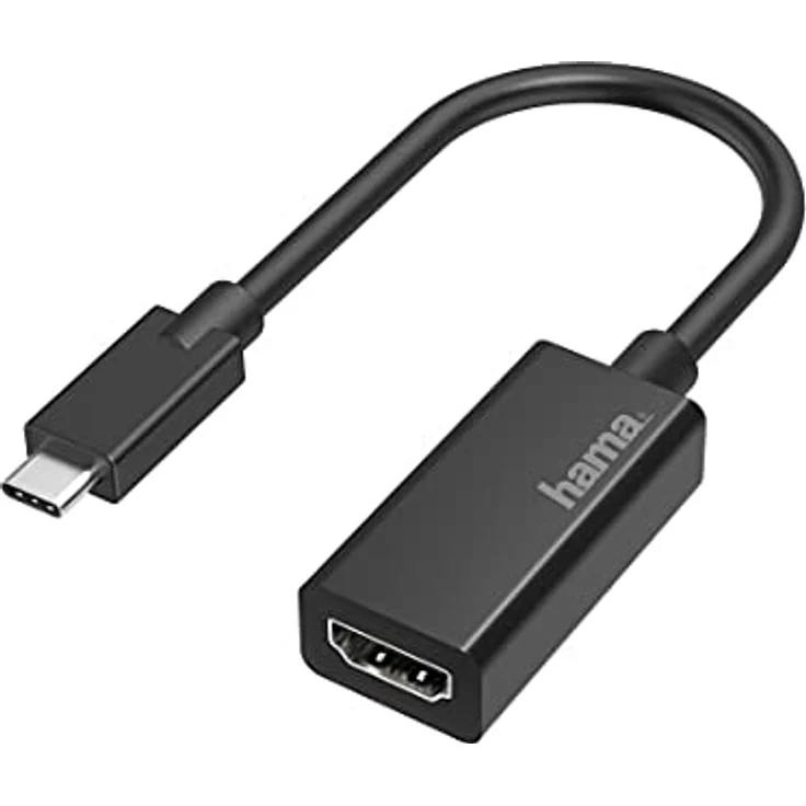 Hama USB C auf HDMI Adapter, 4K Ultra HD 30 Hz (USB C Adapter zum Anschluss von PC, Laptop, MacBook, Tablet, iPad an Monitor, TV, Beamer, kompatibel mit Thunderbolt 3, 4, edles Gehäuse), schwarz – Bild 1