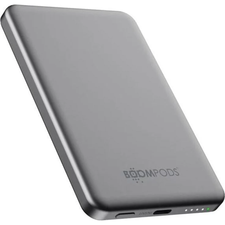 Boompods PowerSnap 5000mAh, Graphite Magnetic Powerbank mit 5000 mAh, grau