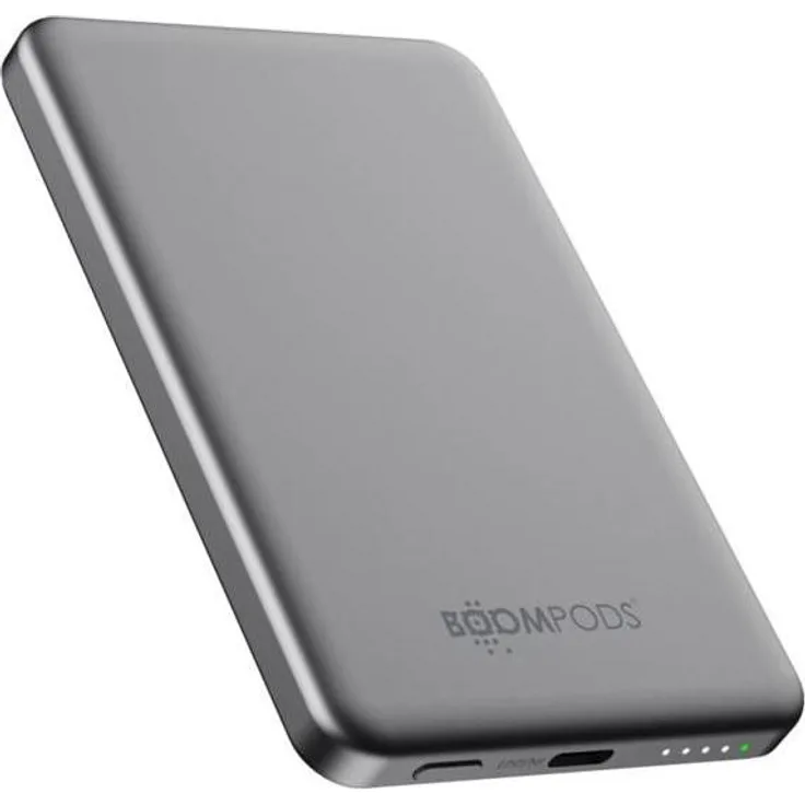 Boompods PowerSnap 5000mAh, Graphite Magnetic Powerbank mit 5000 mAh, grau