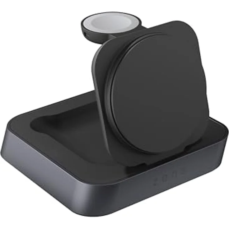 ZENS Nightstand Charger Pro 2 15 Watt 2in1 kabelloses Ladegerät kompatibel mit MagSafe und Qi2 (Qi2-zertifiziert, Made for Apple Watch, 20W Netzteil mit Kabel inklusive) Schwarz – Bild 1