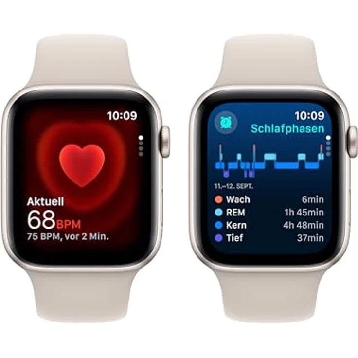 Apple Watch SE GPS, 44 mm Aluminiumgehäuse Polarstern, Sportarmband Polarstern – S/M – Bild 4