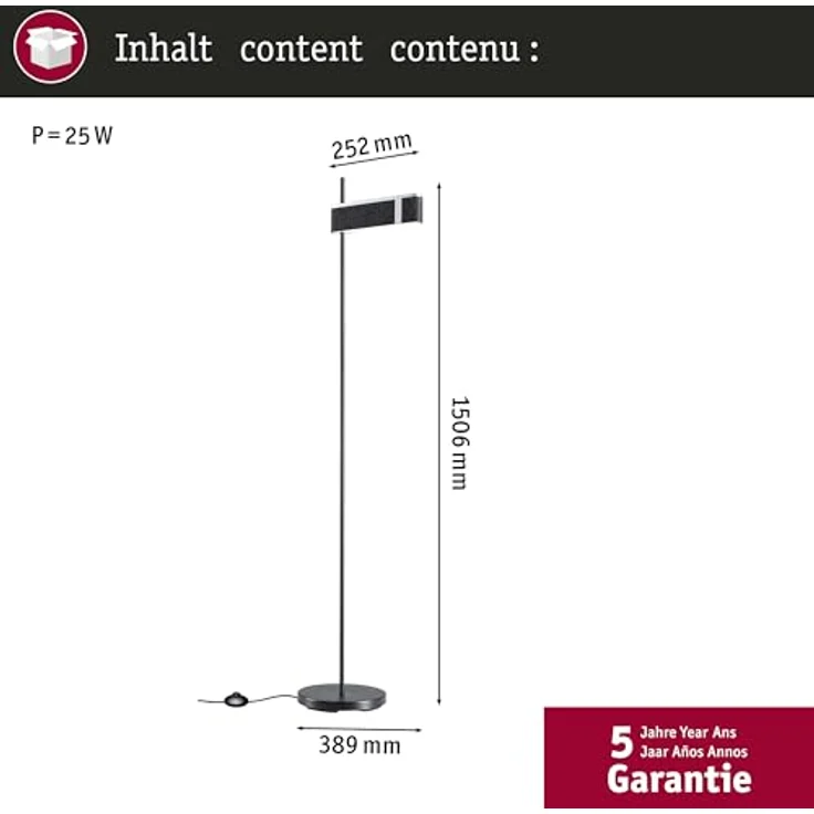 Paulmann Smart LED-Stehleuchte Jagun, anthrazit, ZigBee 3.0 mit Tunable White und schalldämpfendem Filzschirm, 151 cm – Bild 5