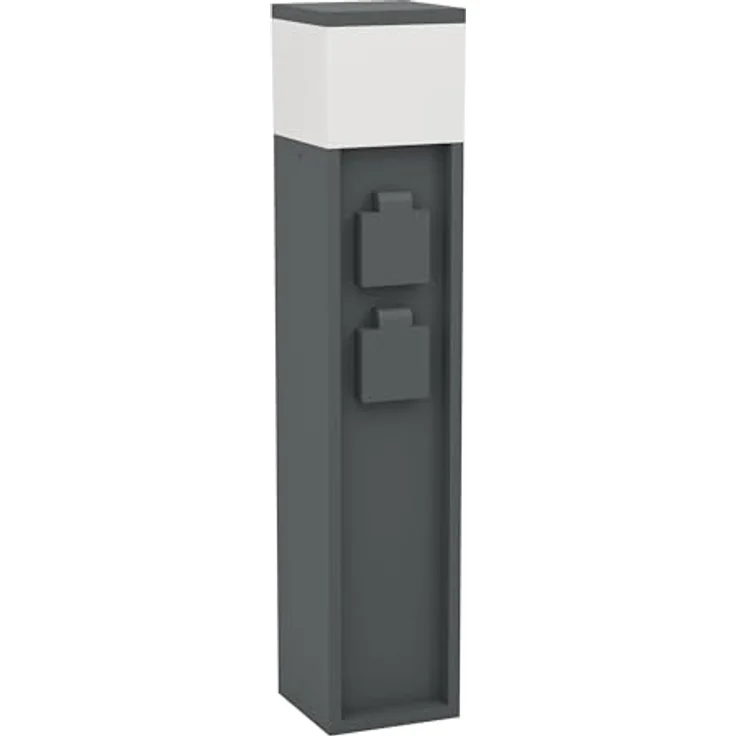 EGLO Gartensteckdose Park 5 Außenlampe, witterungsbeständiger Stromverteiler IP54, anthrazit, 1x E27 bis 25W, L10 x B10 x H50 cm – Bild 1