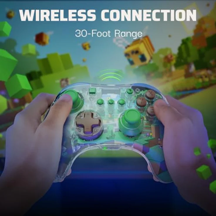 PDP Nintendo Switch REALMz - Switch Wireless Controller - MINECRAFT FOREST, LED-Beleuchtung, kabellos, offiziell lizenziert – Bild 4