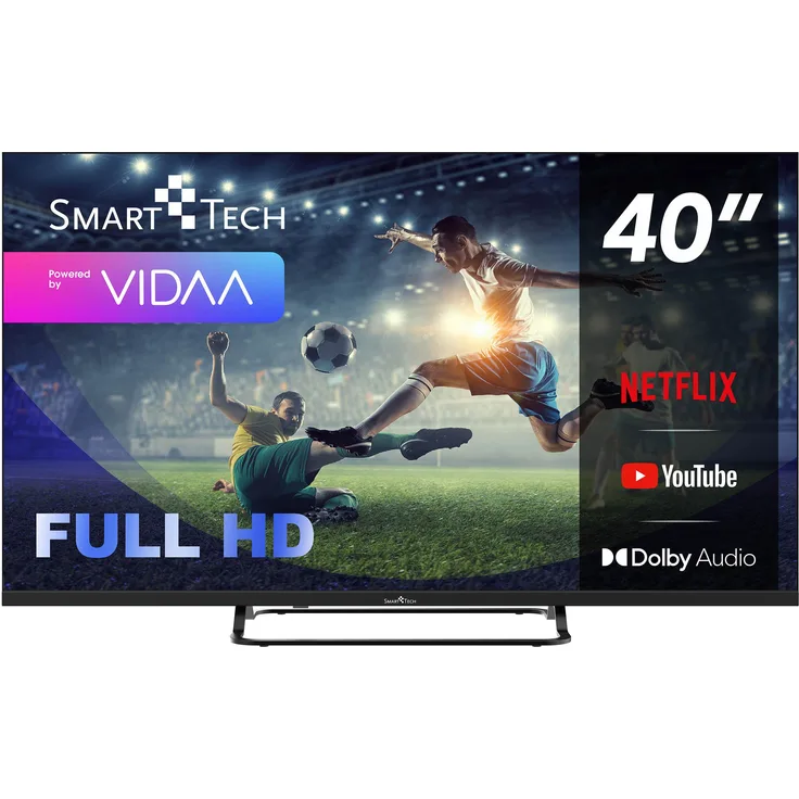 Smart Tech 40FV02V, 40 Zoll FHD LED Vidaa TV mit Netflix, YouTube, Amazon Prime Video und Disney+, Triple Tuner