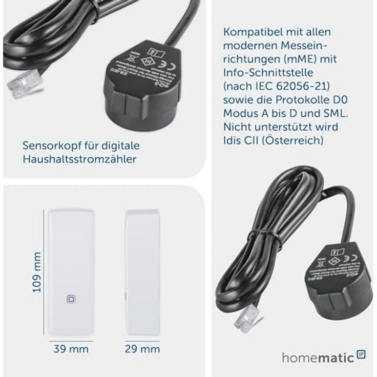Homematic IP HmIP-ESI-IEC, Smart Meter Schnittstelle für Smart Home, mit App-Anbindung zur Stromverbrauchsanalyse, Weiß – Bild 3