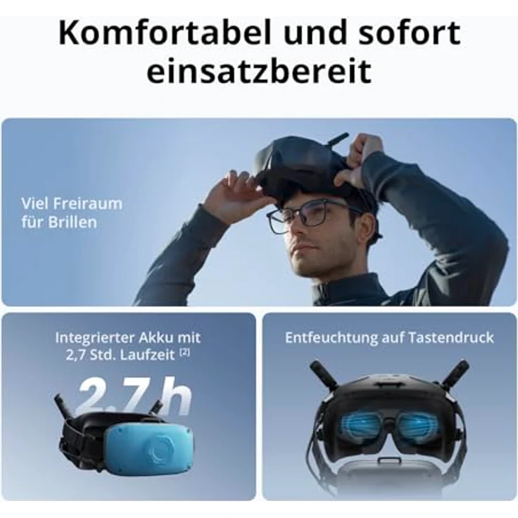 DJI Goggles N3, FPV Goggles mit 1080p ultrabreitem Bildschirm, Immersives Flugerlebnis, Wireless Streaming, Einsatzbereites Kit, AR Cursor – Bild 3